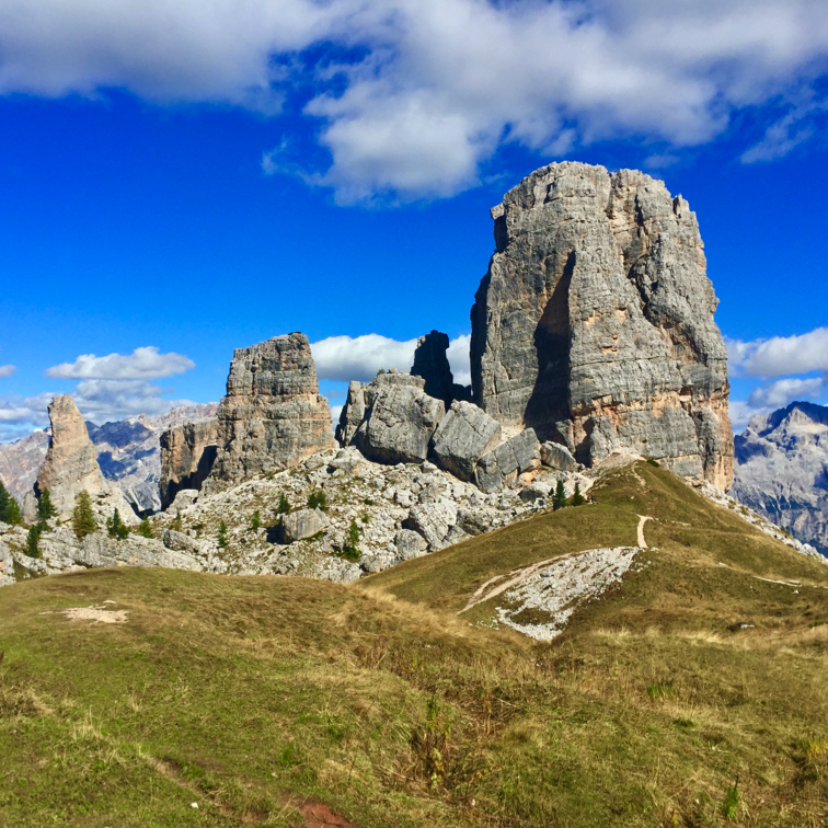 The majestic 'Cinque Torri' five towers on the Alta Via 1