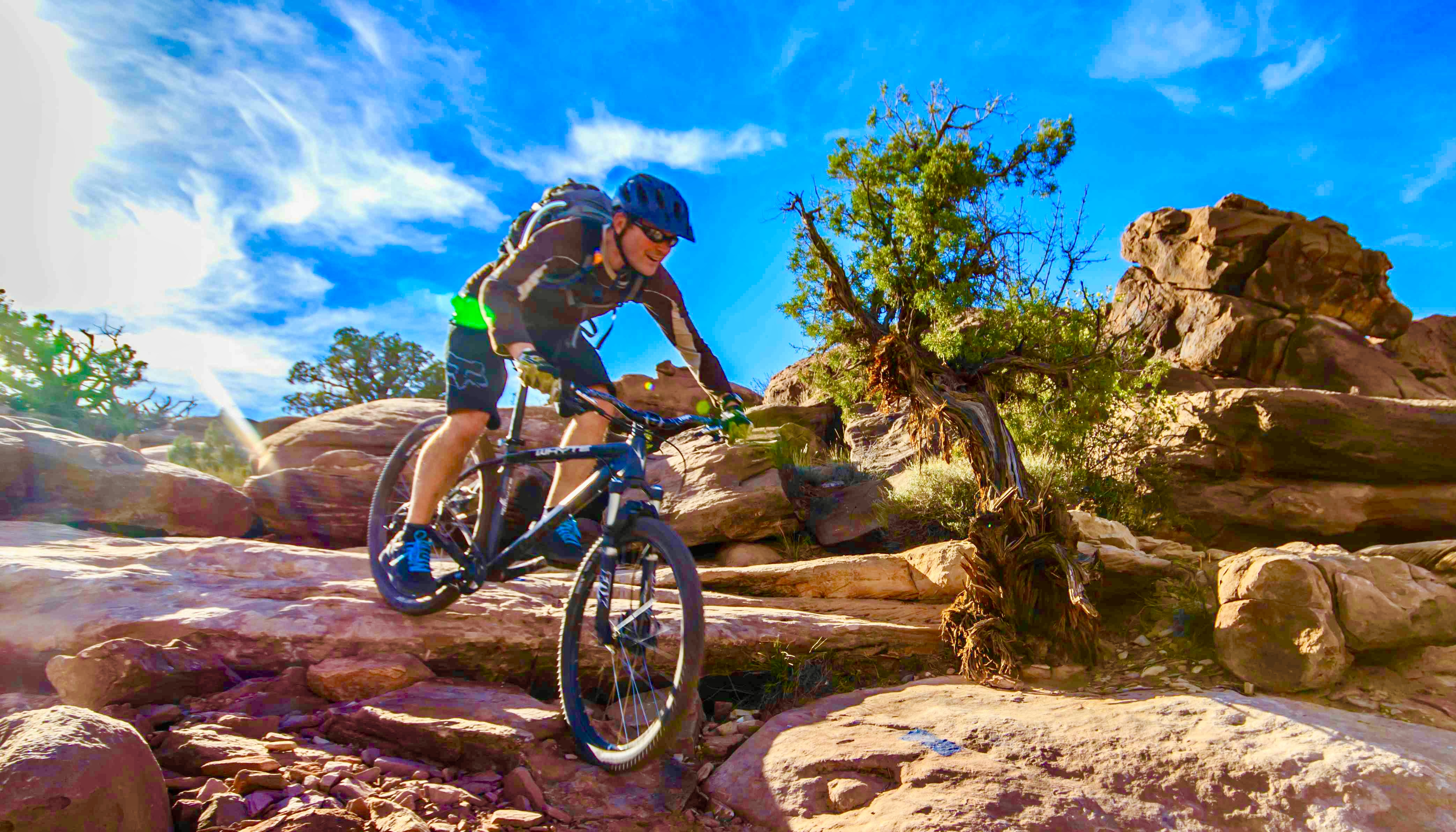 Pete mountain biking in his time off
