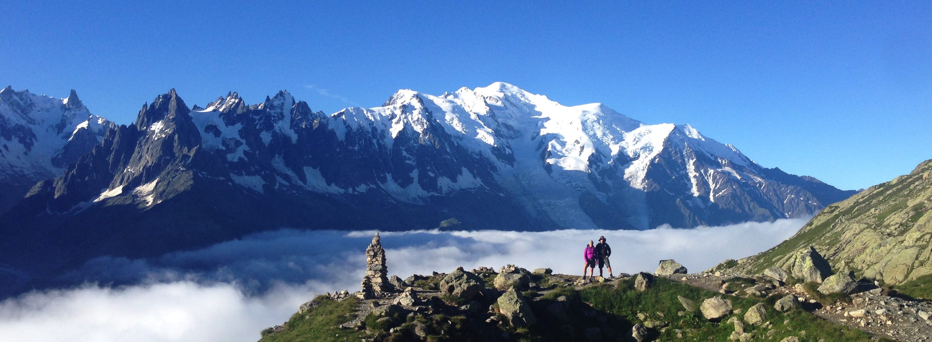 Hikers on the ascent to lac Blanc on our guided Weekend Explorer trip Hikers on the ascent to lac Blanc on our guided Weekend Explorer trip
