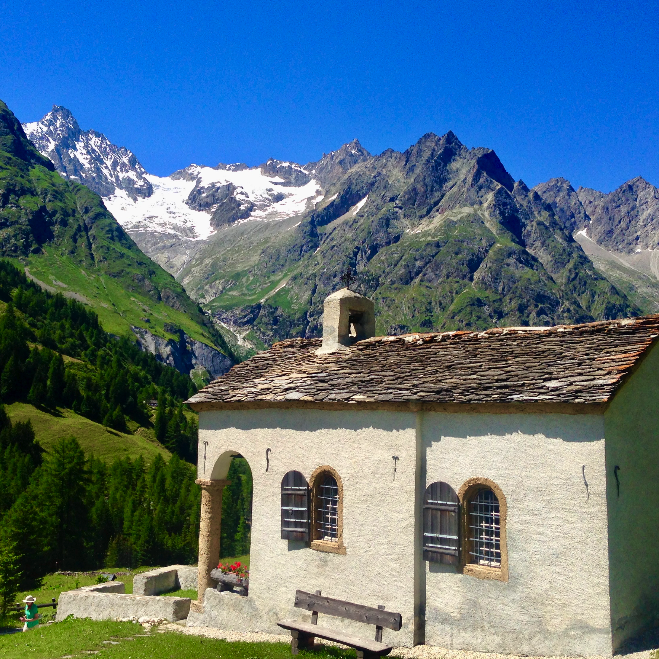 Chapel above the Swiss Val Ferret on the TMB